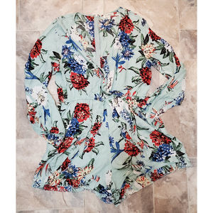 Rebellion Jumper Romper Light Blue Flower Multi Colored Size XL
